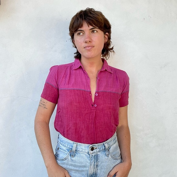 Pink Color Block button up - Picture 2 of 7